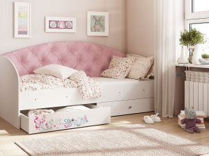 Кровать Эльза Белый-розовый