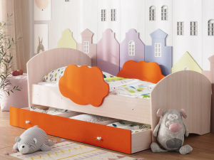 Кровать Тучка с ящиком дуб-оранж