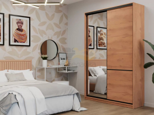 Шкаф-купе СТМ Line 150х45 с зеркалом Дуб табачный