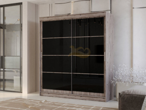 Шкаф-купе Гранд-1 2000 Дуб Горный-двери Лакобель черный
